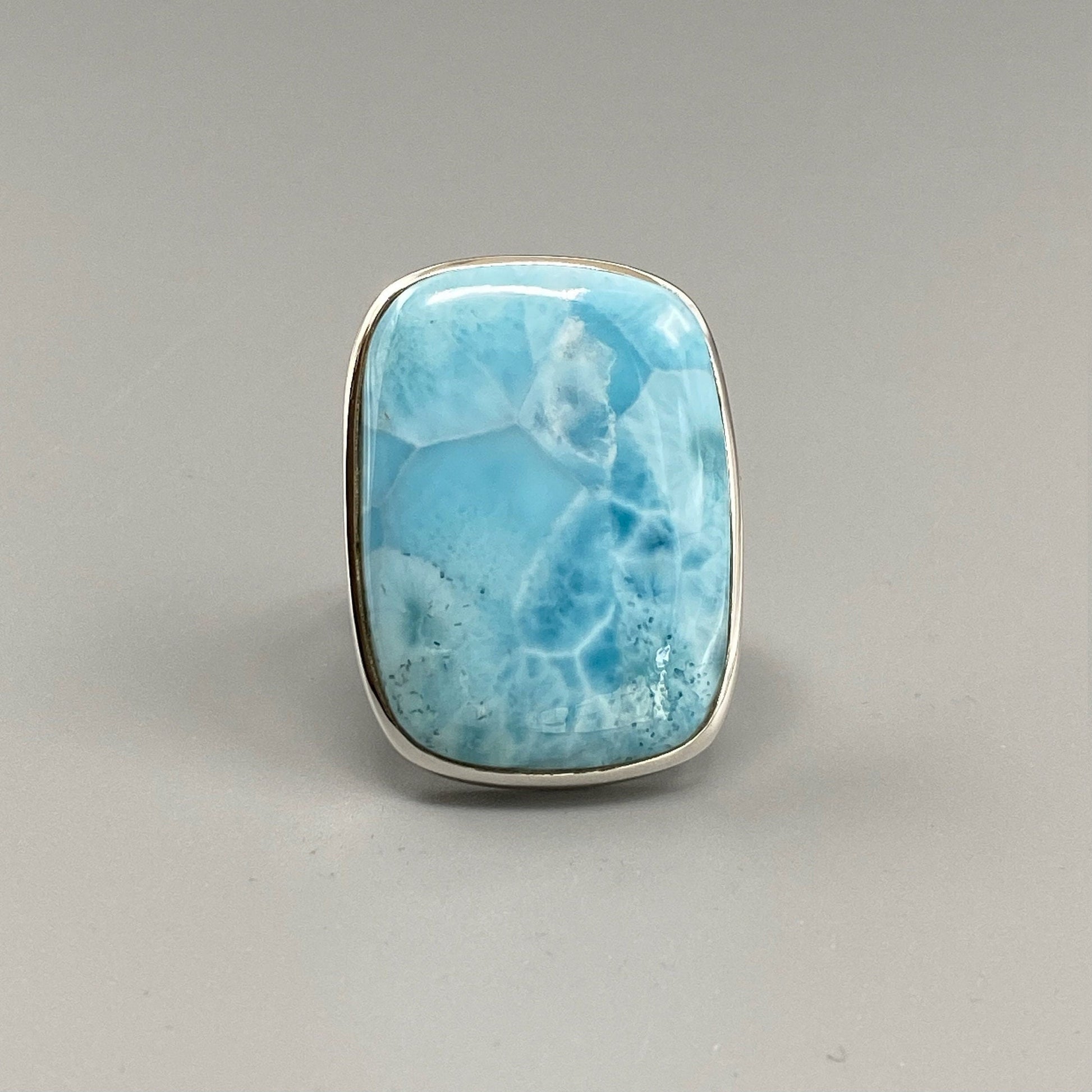 Buy Larimar ring blue gemstone sterling silver jewelry online, ethically sourced at Mystic Earth Gems