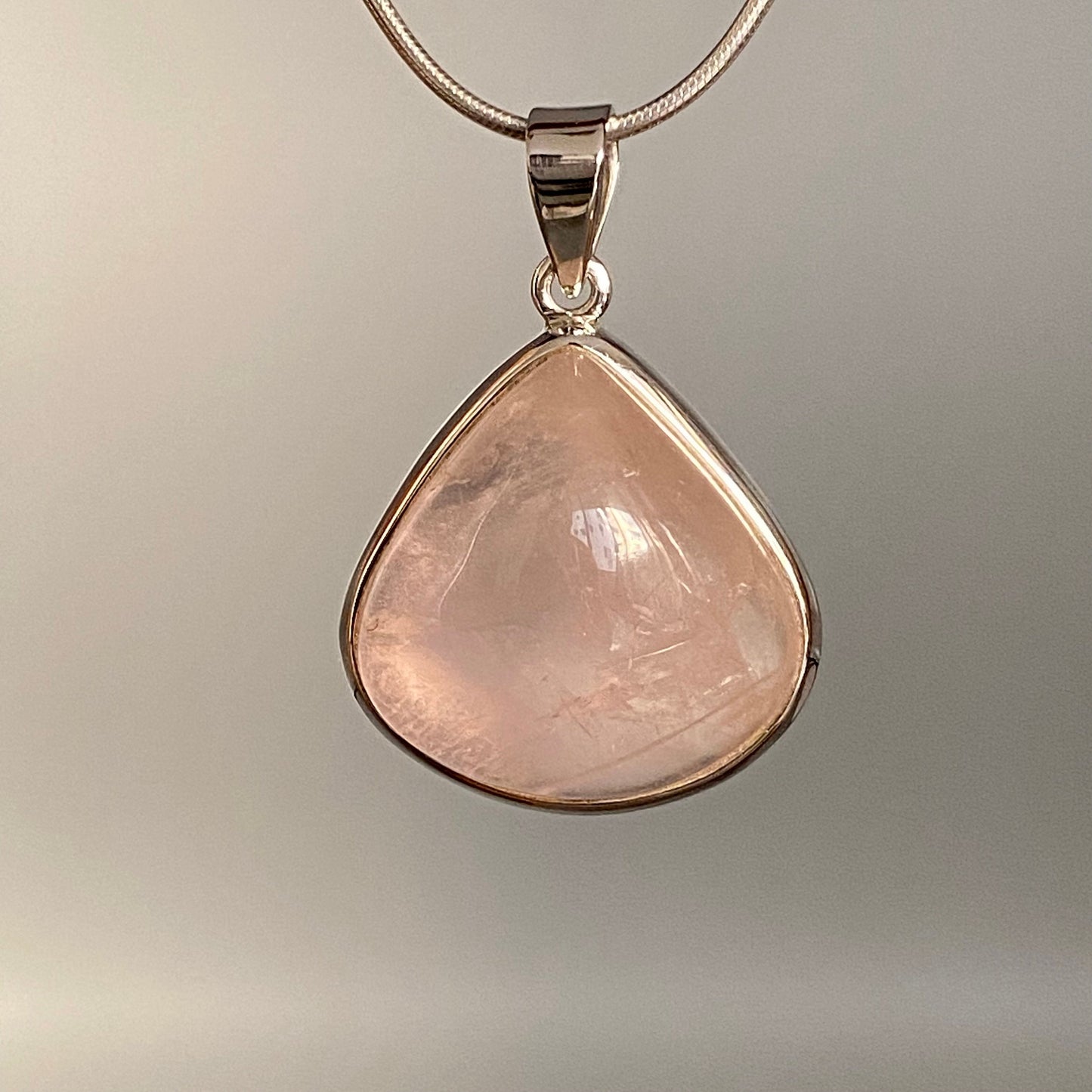 Buy Rose Quartz pendant pink gemstone sterling silver jewelry online, ethically sourced at Mystic Earth Gems