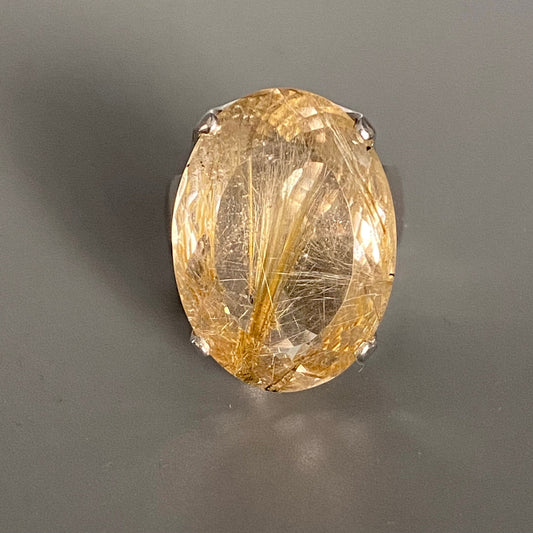 Buy Rutilated Quartz ring yellow gemstone sterling silver jewelry online, ethically sourced at Mystic Earth Gems