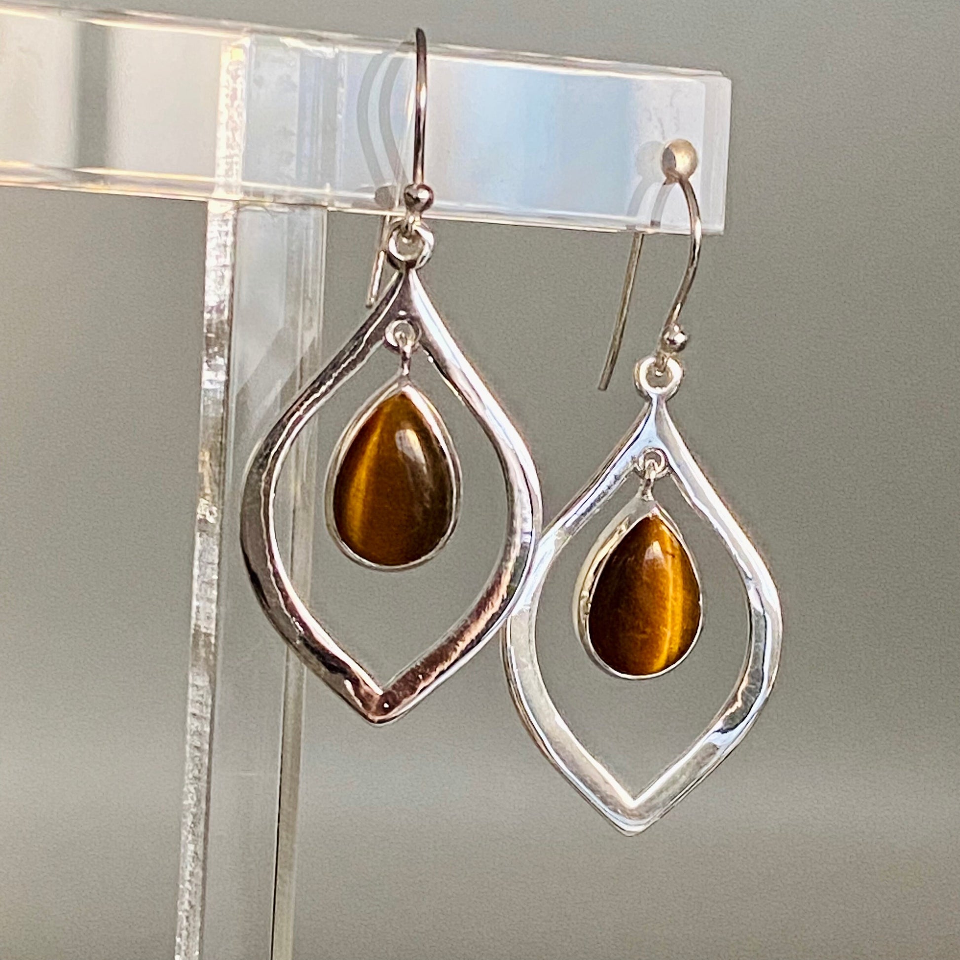 Buy Tigers Eye earring brown gemstone sterling silver jewelry online, ethically sourced at Mystic Earth Gems