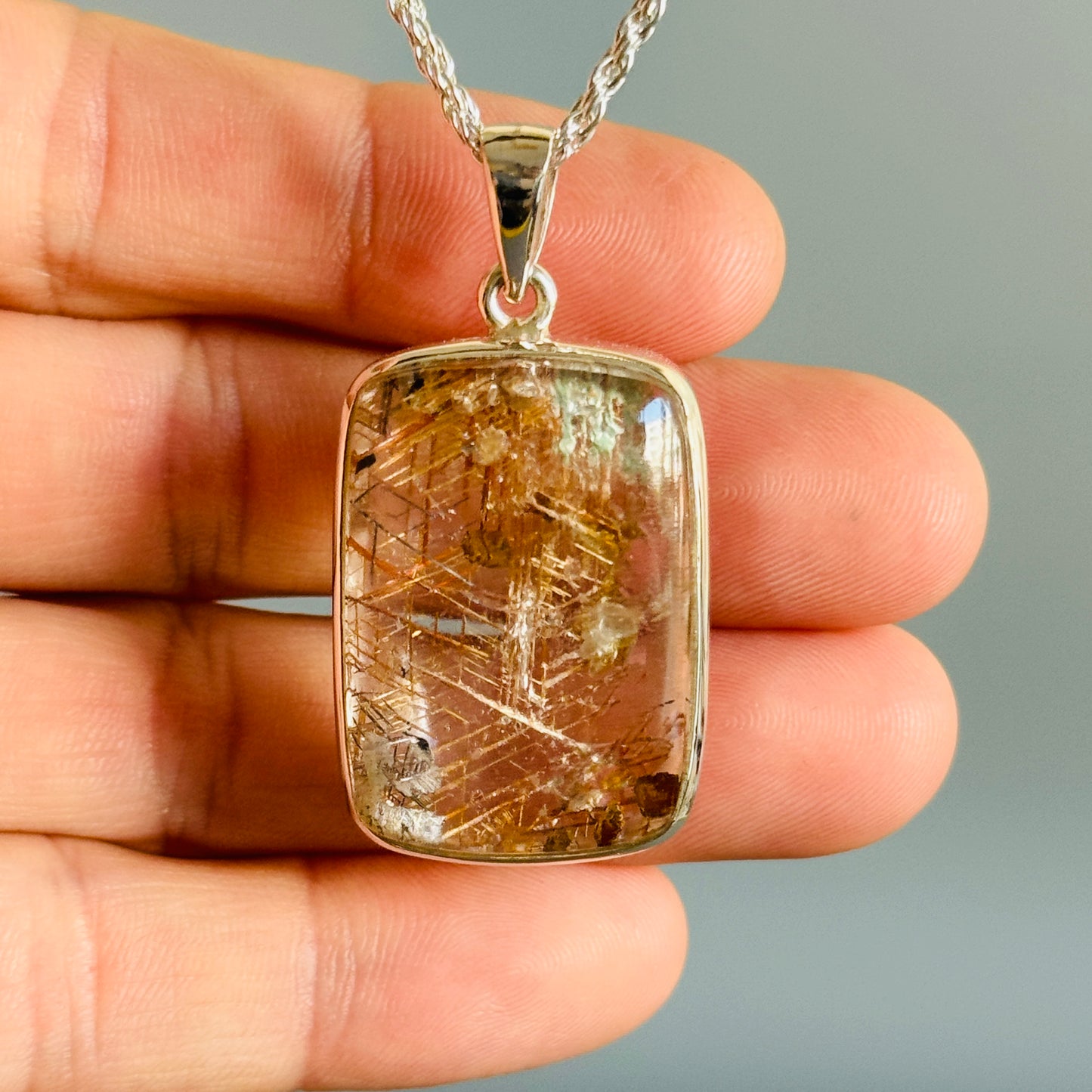 Stunning and Unique Rutilated Quartz Pendant