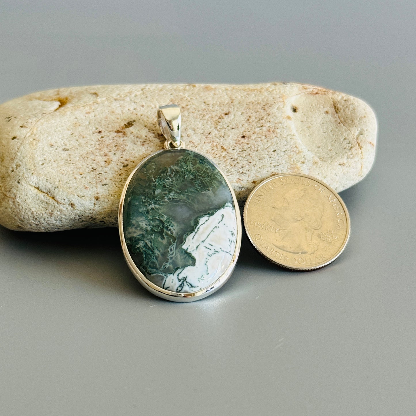 Natural Moss Agate Handmade Pendant