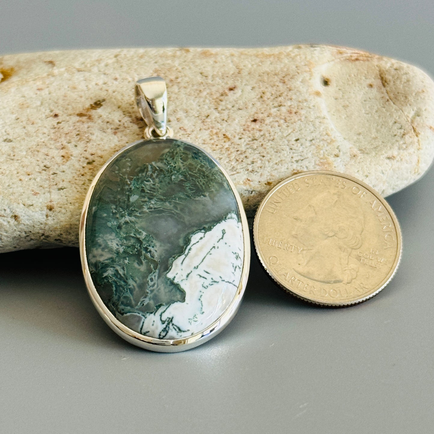 Natural Moss Agate Handmade Pendant