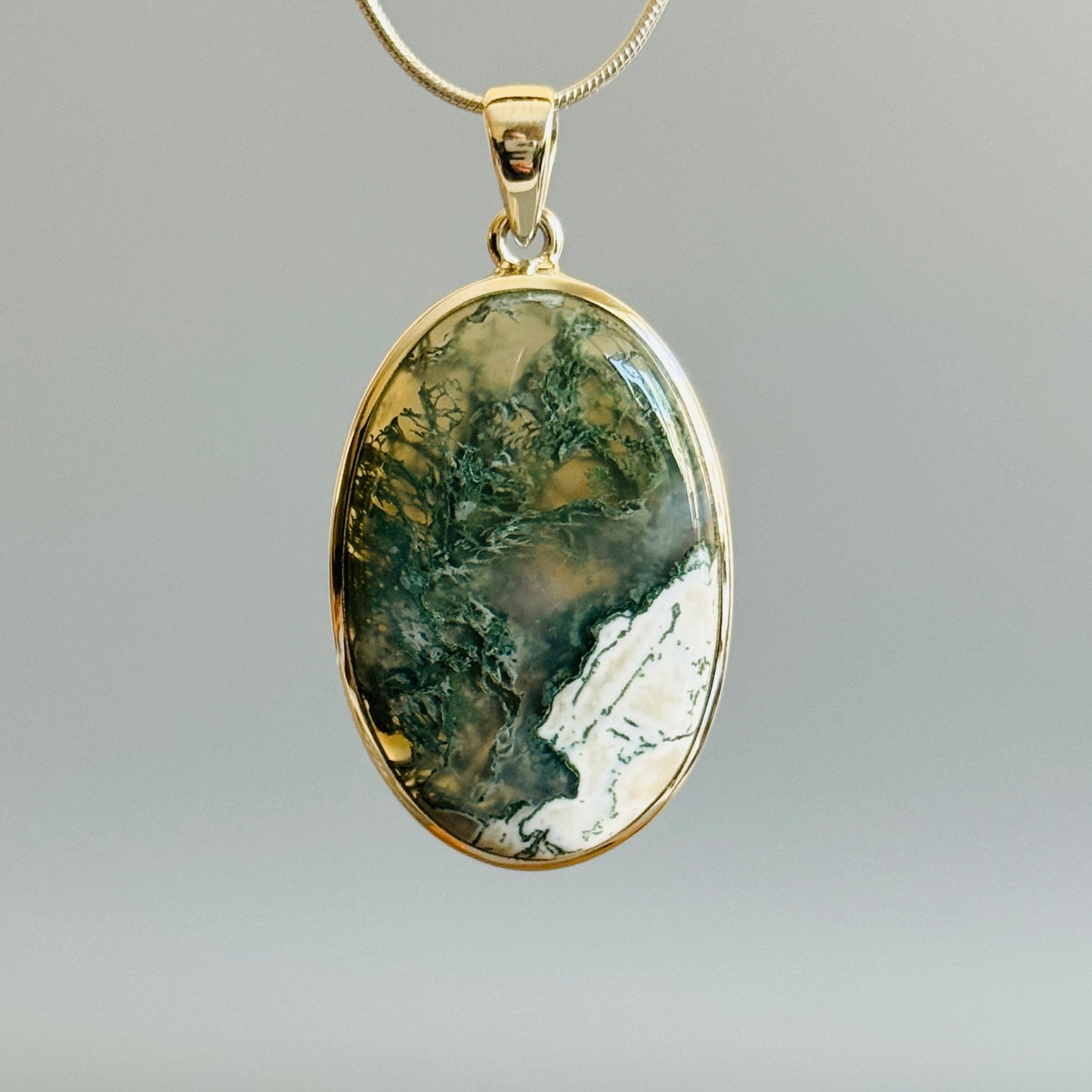 Natural Moss Agate Handmade Pendant