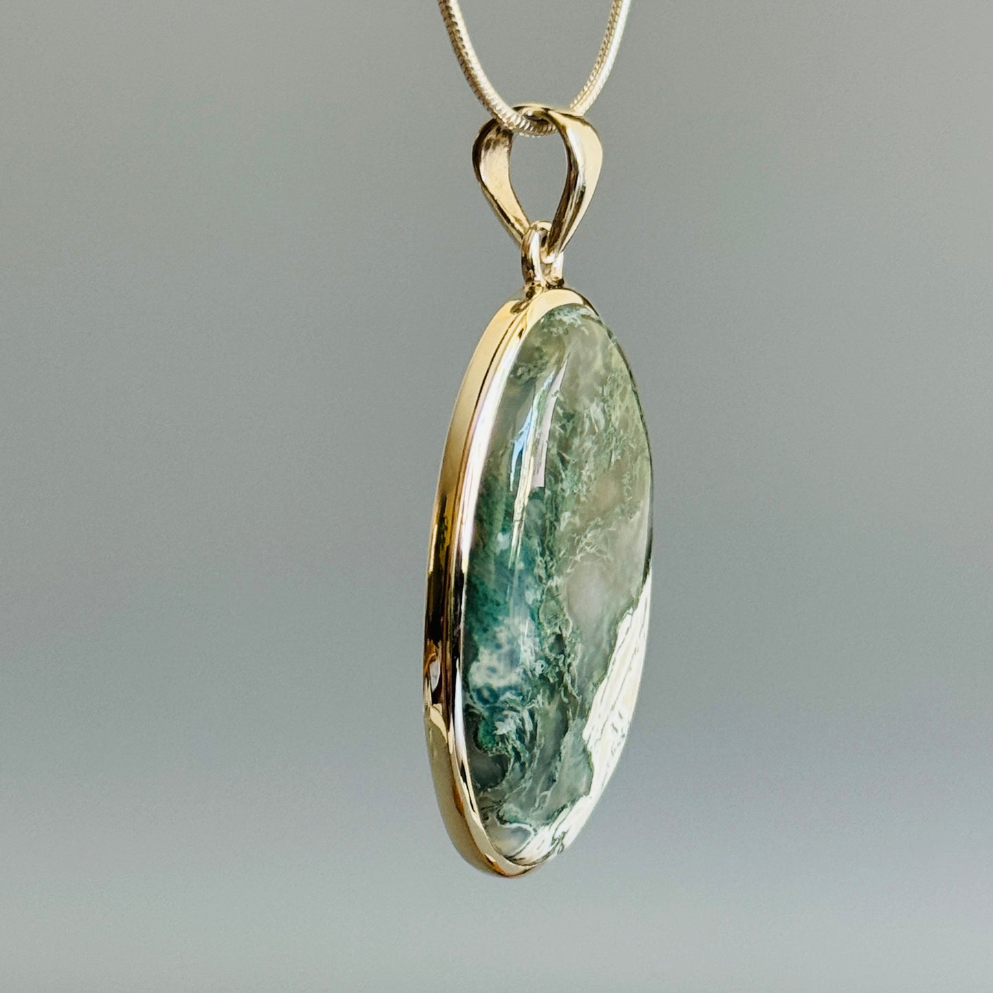 Natural Moss Agate Handmade Pendant