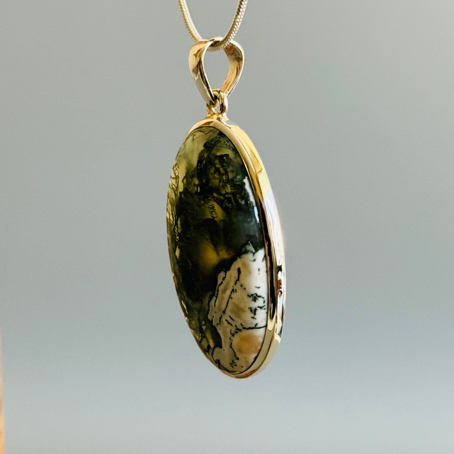 Natural Moss Agate Handmade Pendant