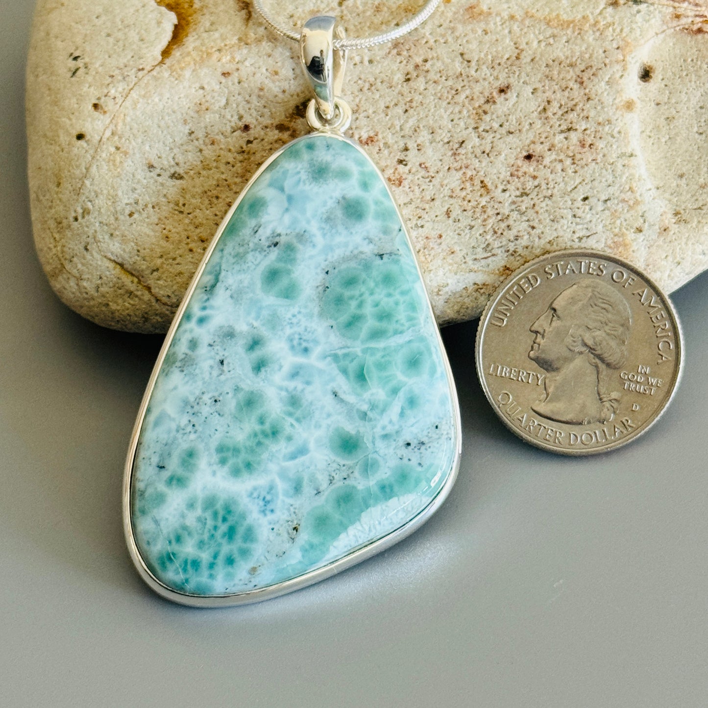 Natural Larimar Handmade Pendant