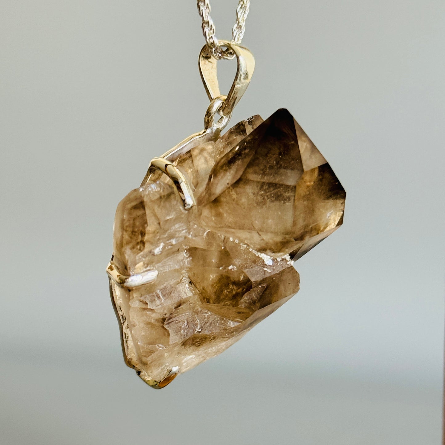 Elestial Smokey Quartz Raw Uncut Unpolished Pendant Handmade