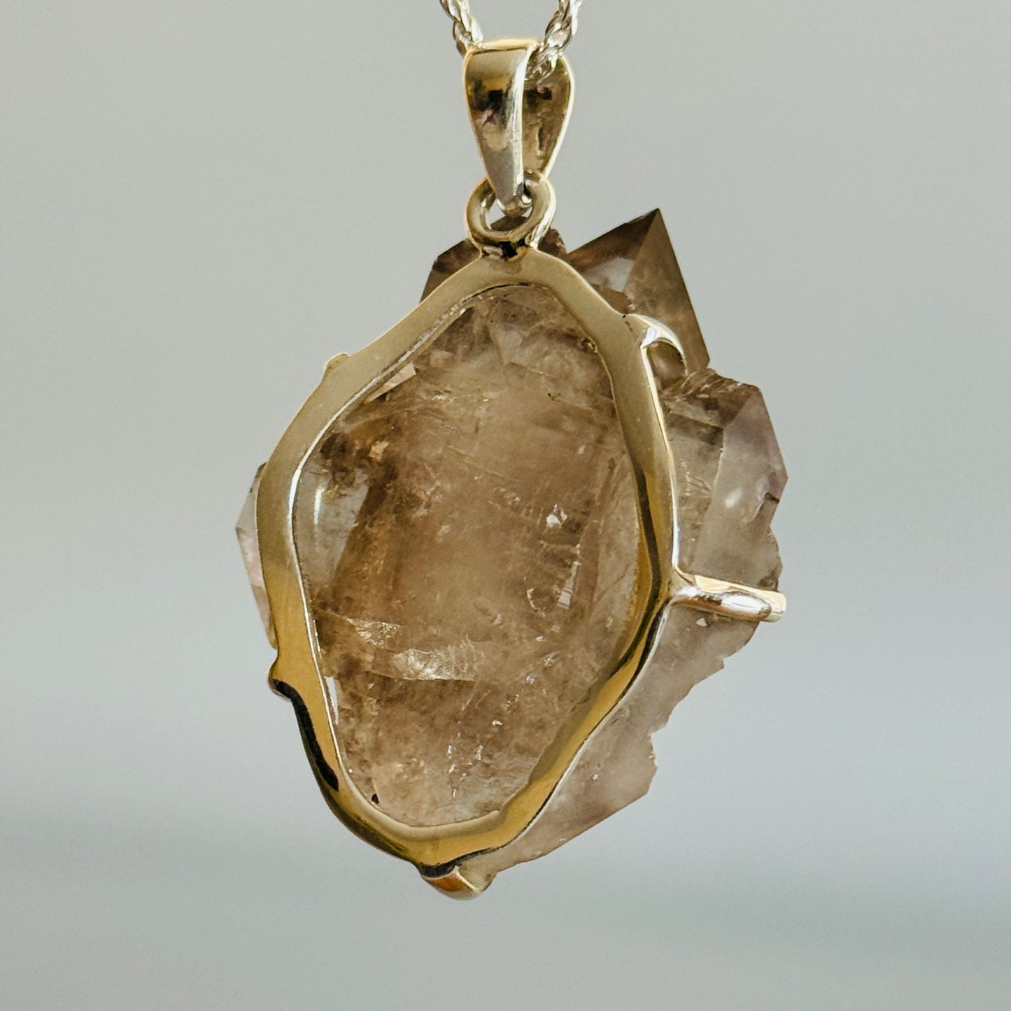 Elestial Smokey Quartz Raw Uncut Unpolished Pendant Handmade