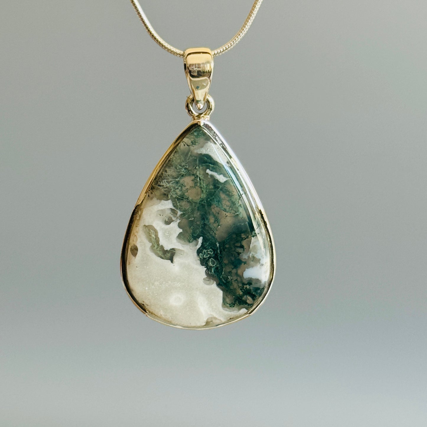 Natural Moss Agate Unique Pendant