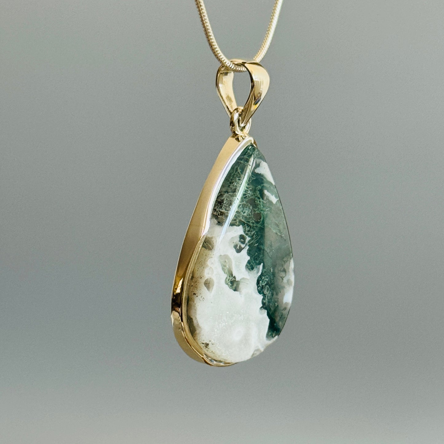 Natural Moss Agate Unique Pendant