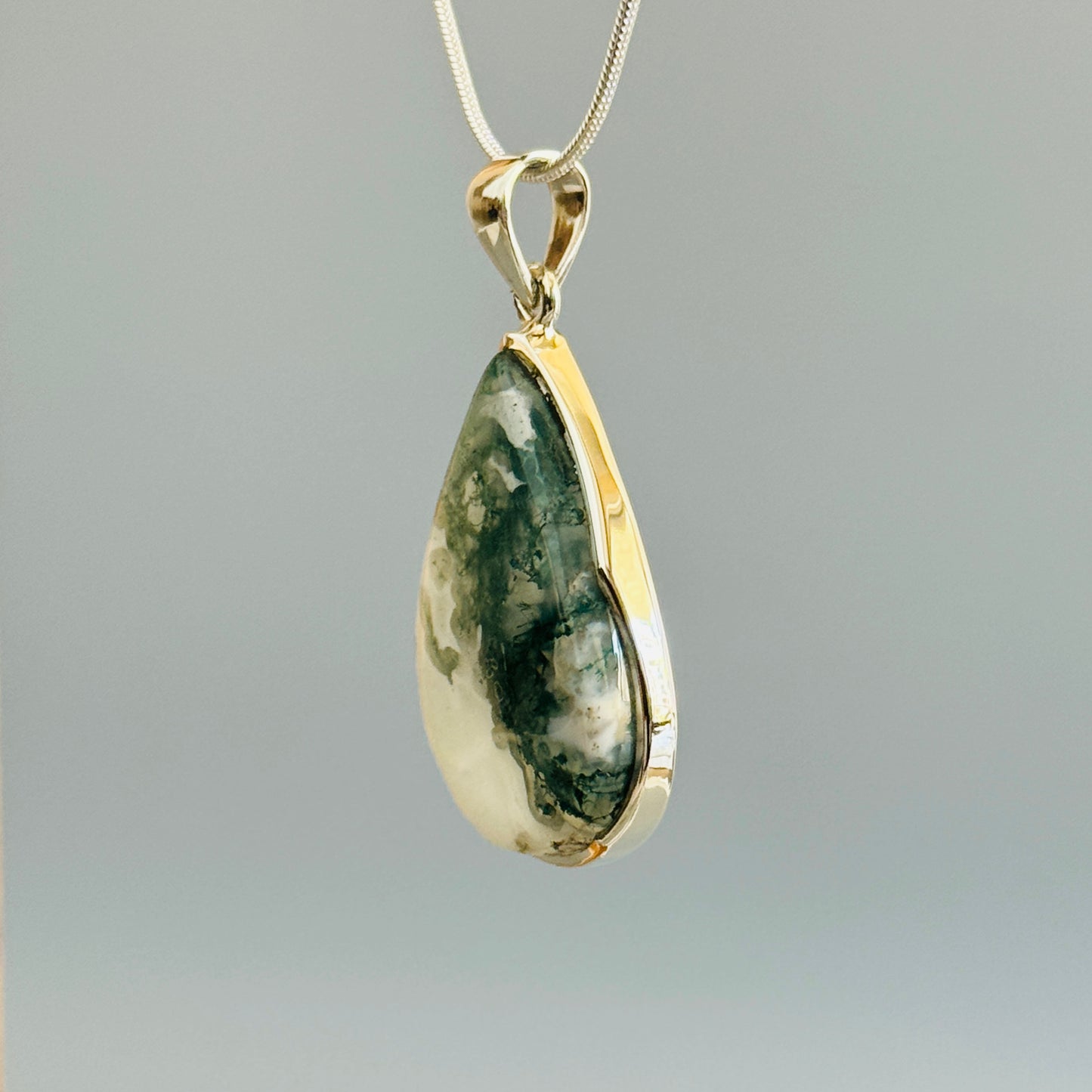 Natural Moss Agate Unique Pendant