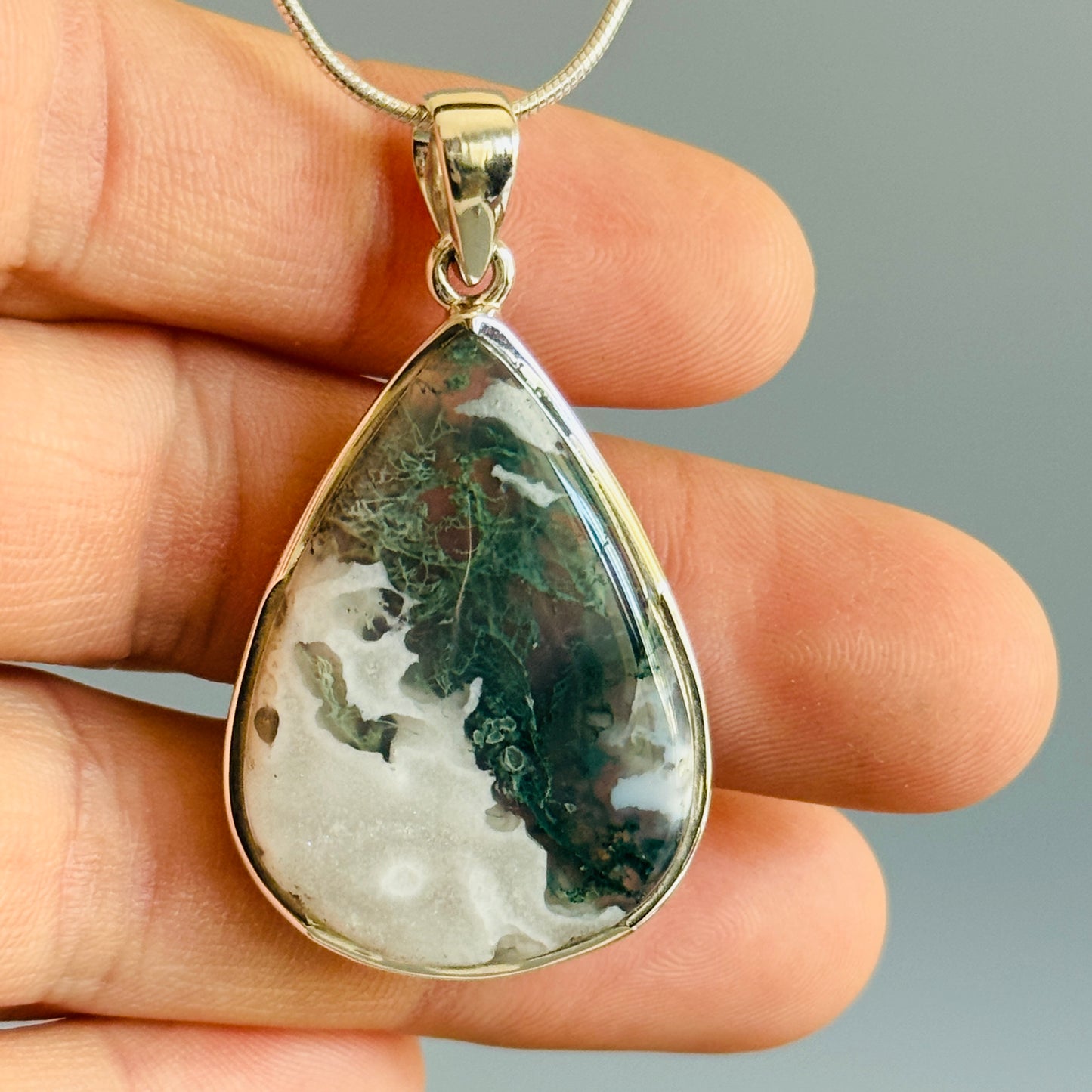 Natural Moss Agate Unique Pendant