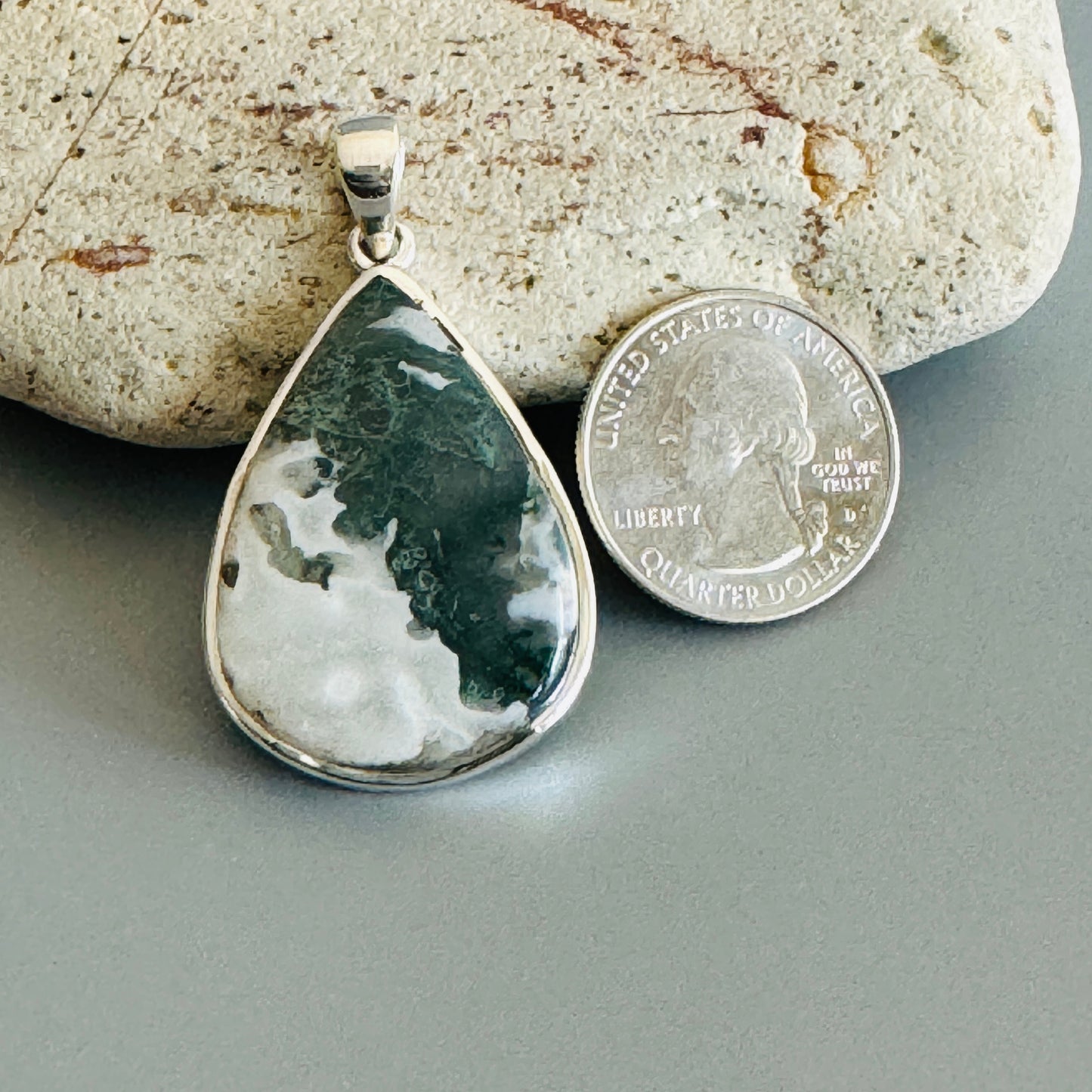 Natural Moss Agate Unique Pendant