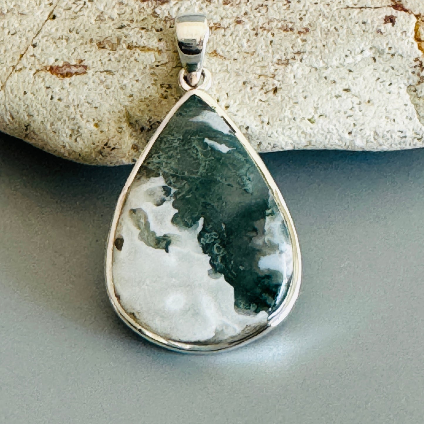 Natural Moss Agate Unique Pendant