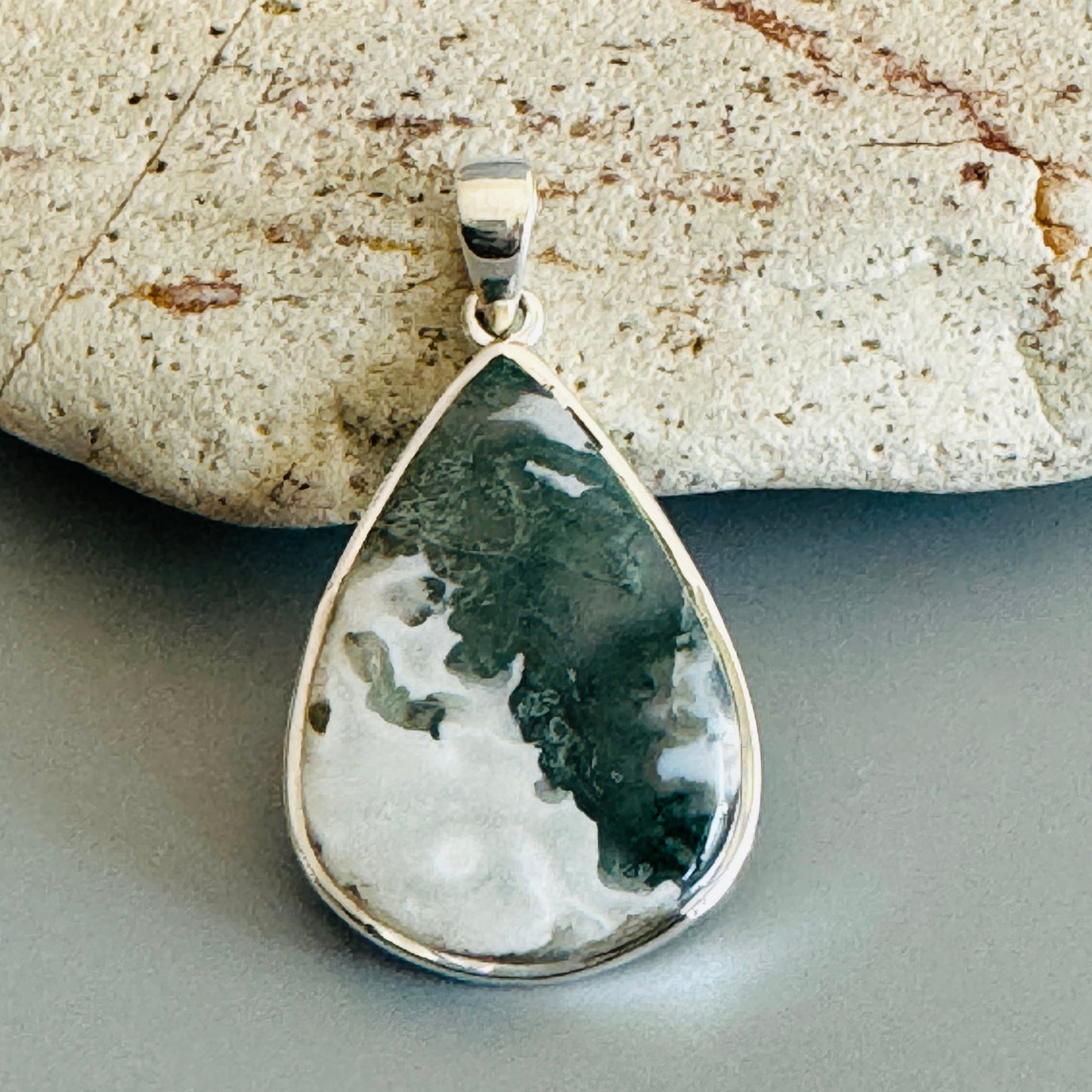 Natural Moss Agate Unique Pendant