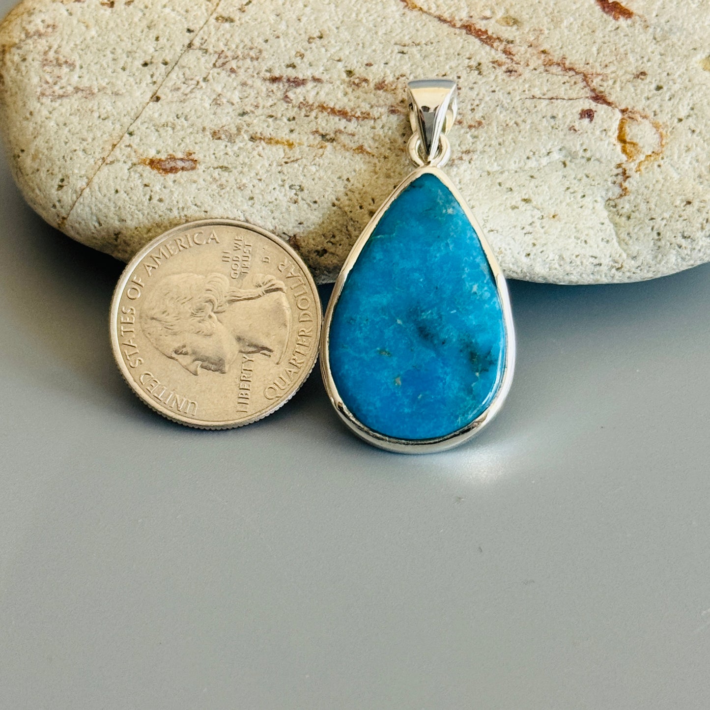 Turquoise sleeping beauty Pendant 925 Sterling Silver Arizona Turquoise