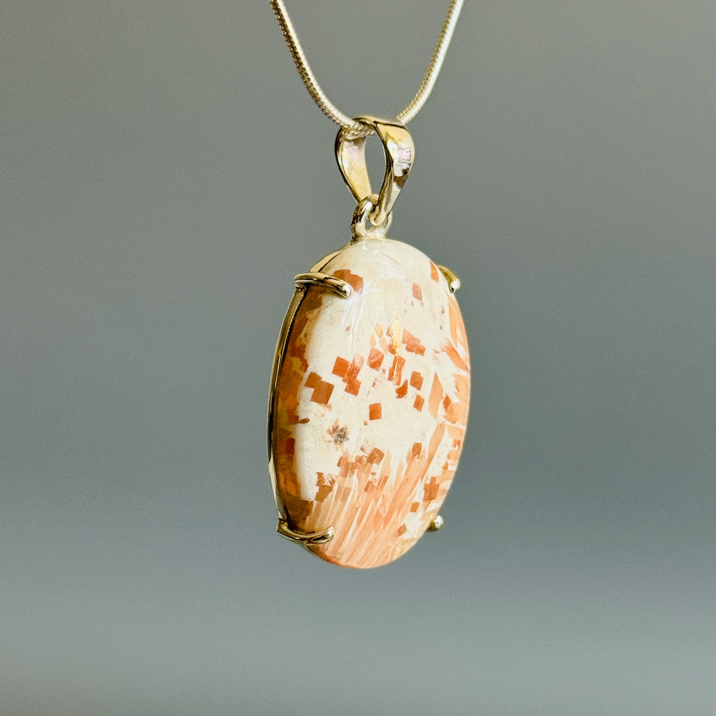 Natural Scolecite Cabochon Handmade Pendant