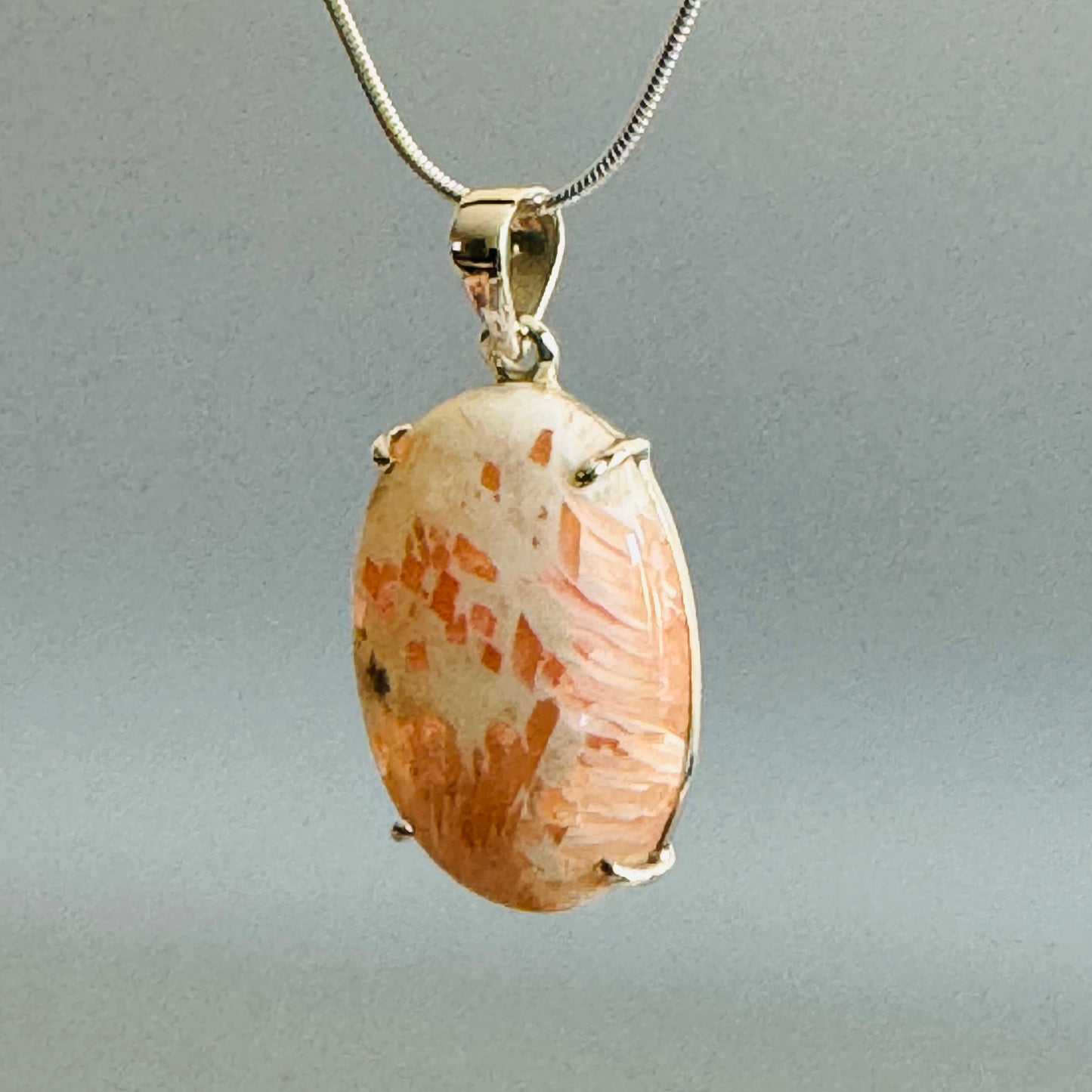 Natural Scolecite Cabochon Handmade Pendant