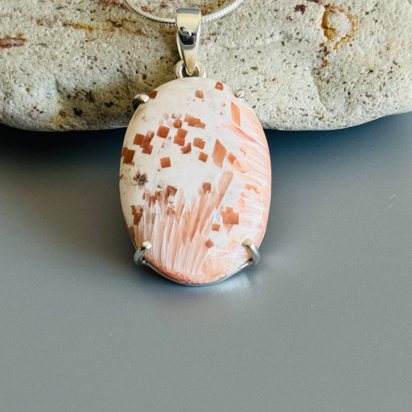 Natural Scolecite Cabochon Handmade Pendant