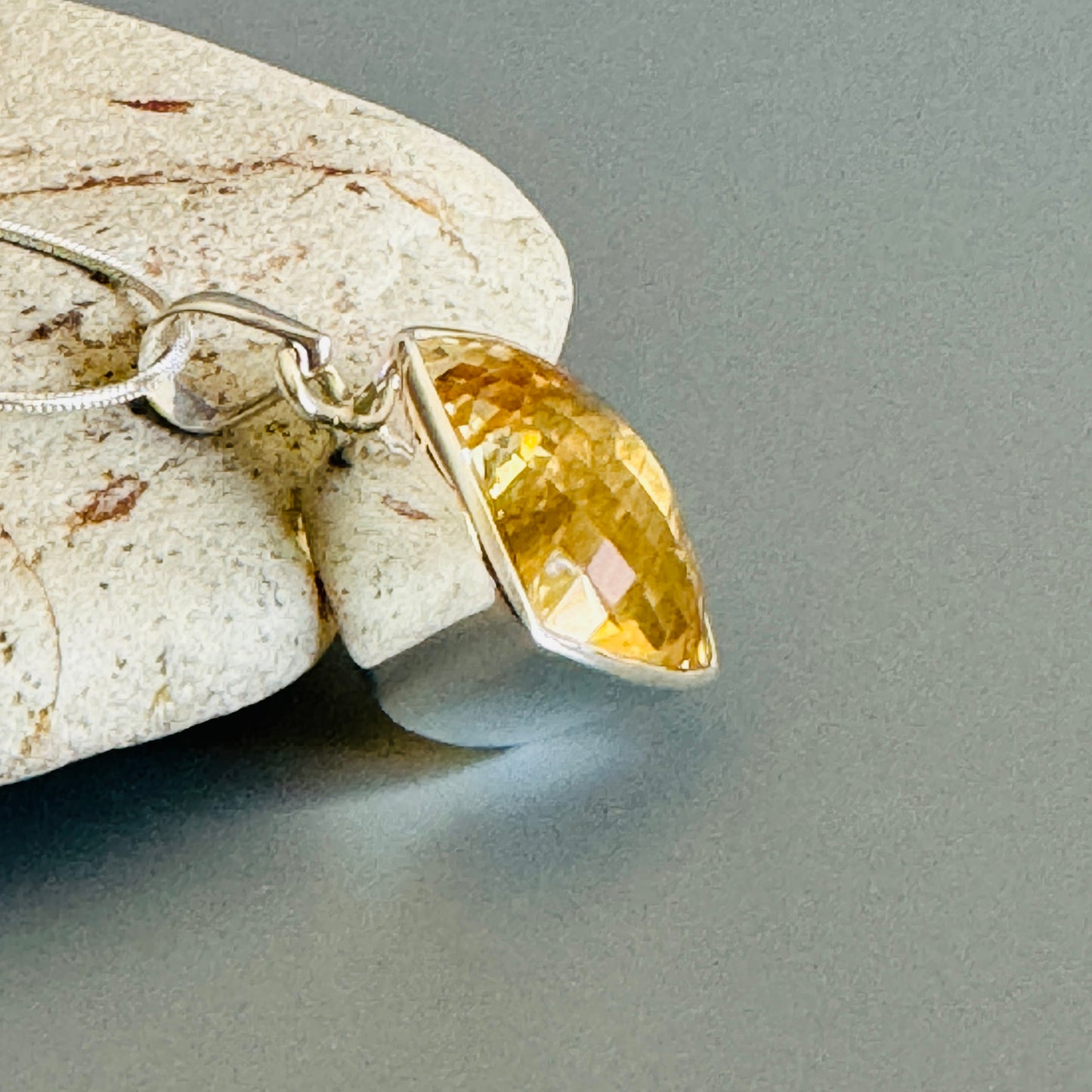 Citrine Pendant, Large Faceted Citrine