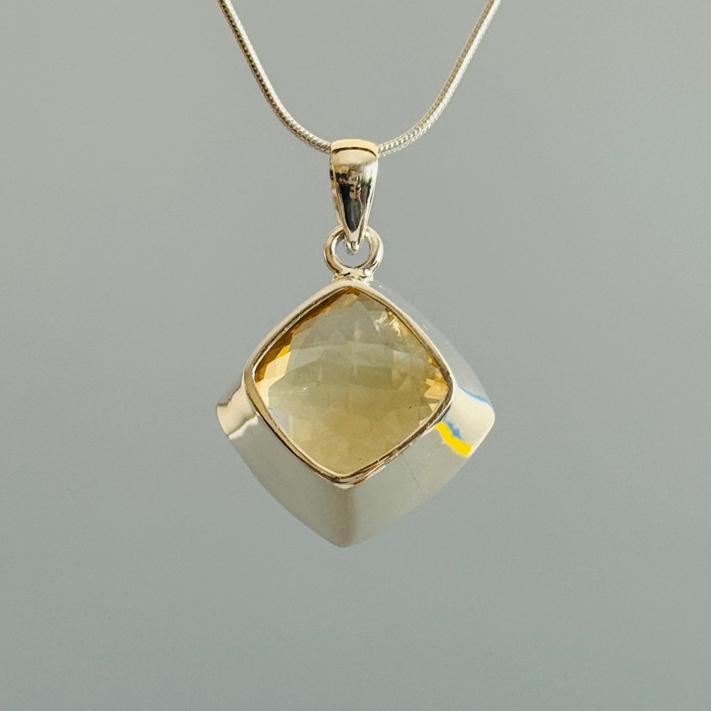 Citrine Pendant, Large Faceted Citrine