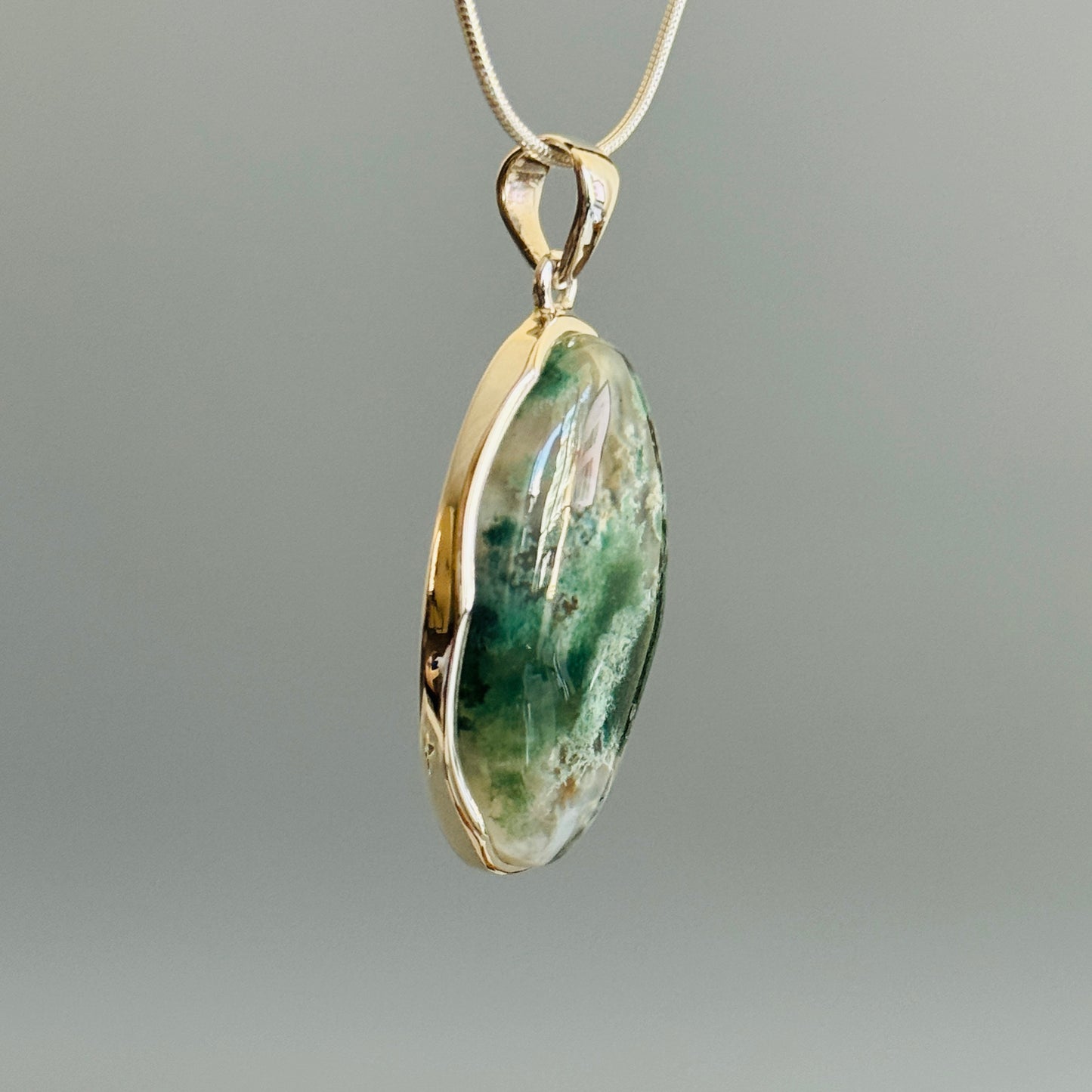 Natural Moss Agate Pendant Handmade