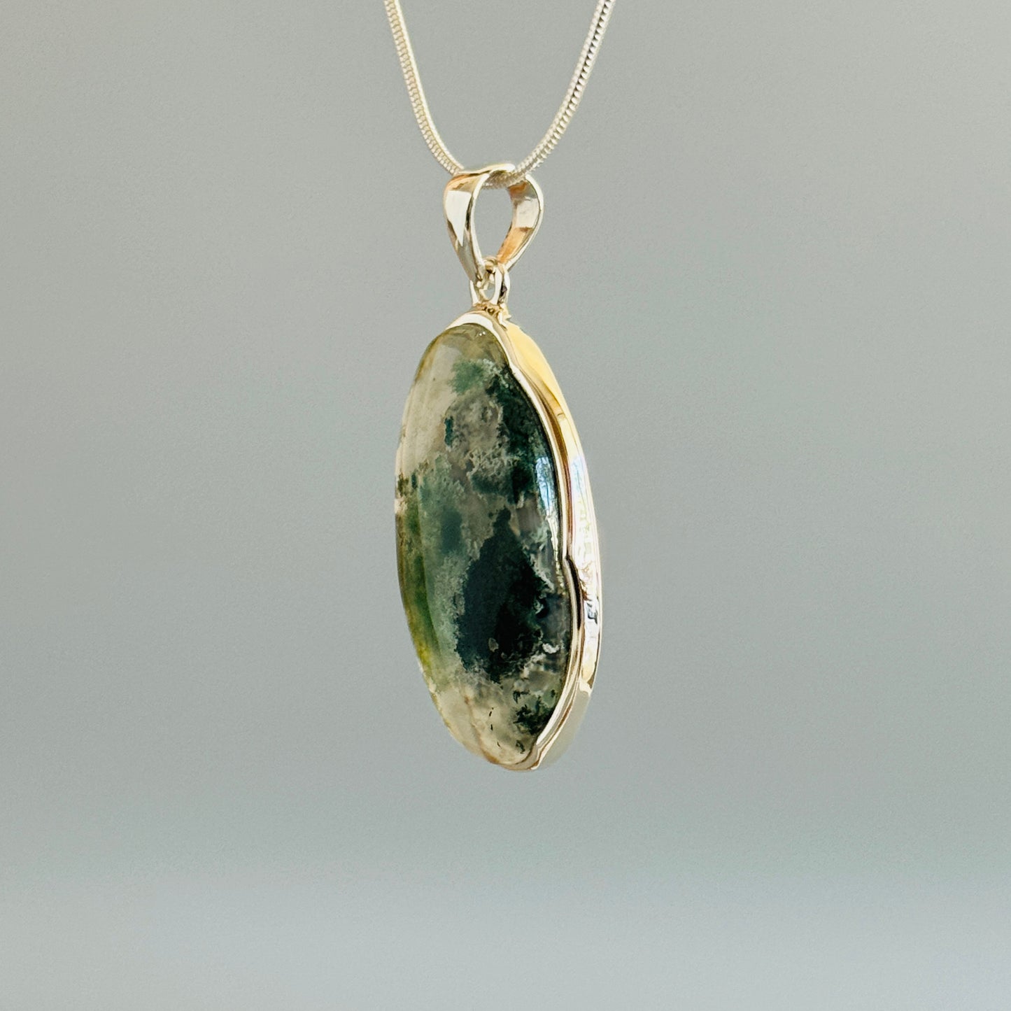 Natural Moss Agate Pendant Handmade