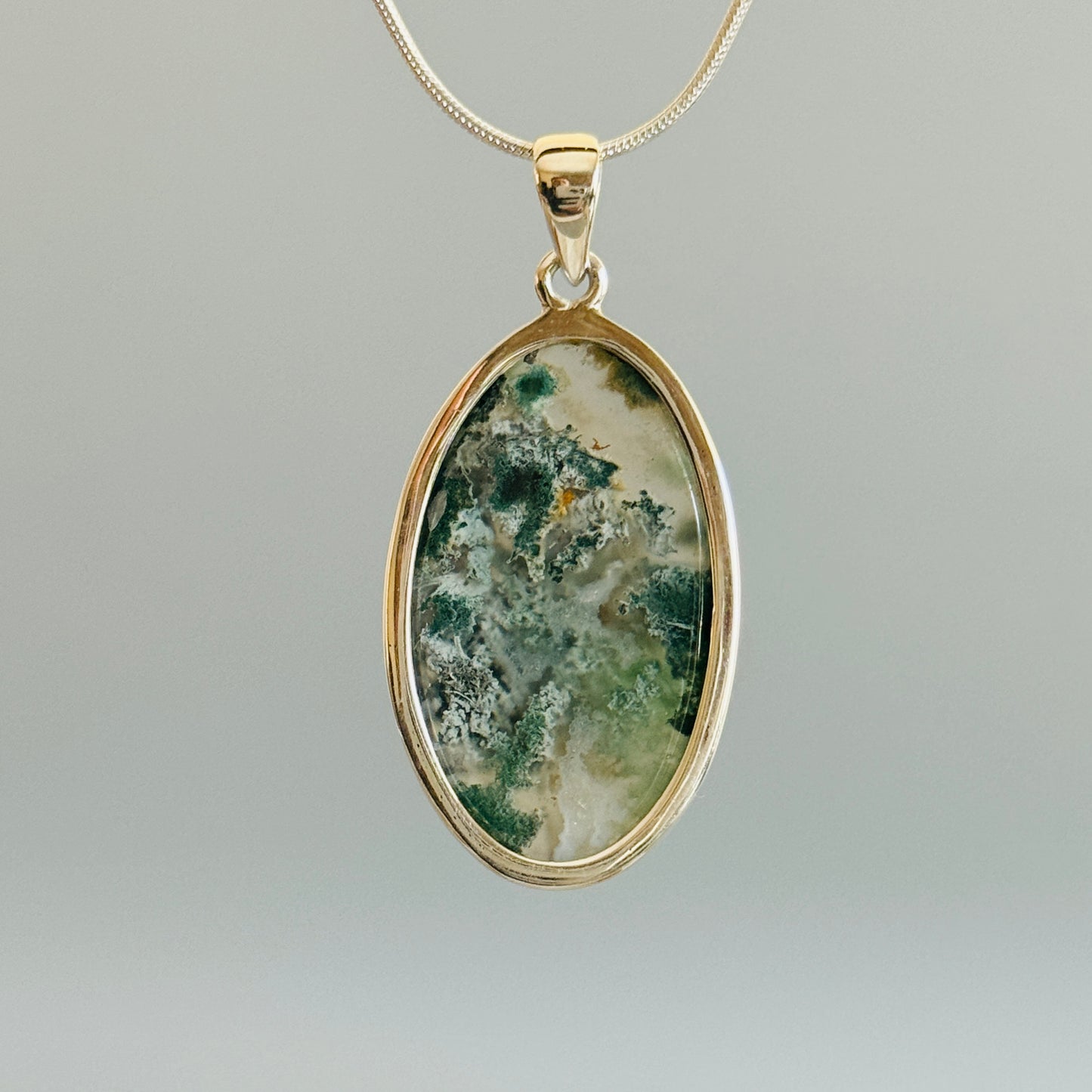 Natural Moss Agate Pendant Handmade