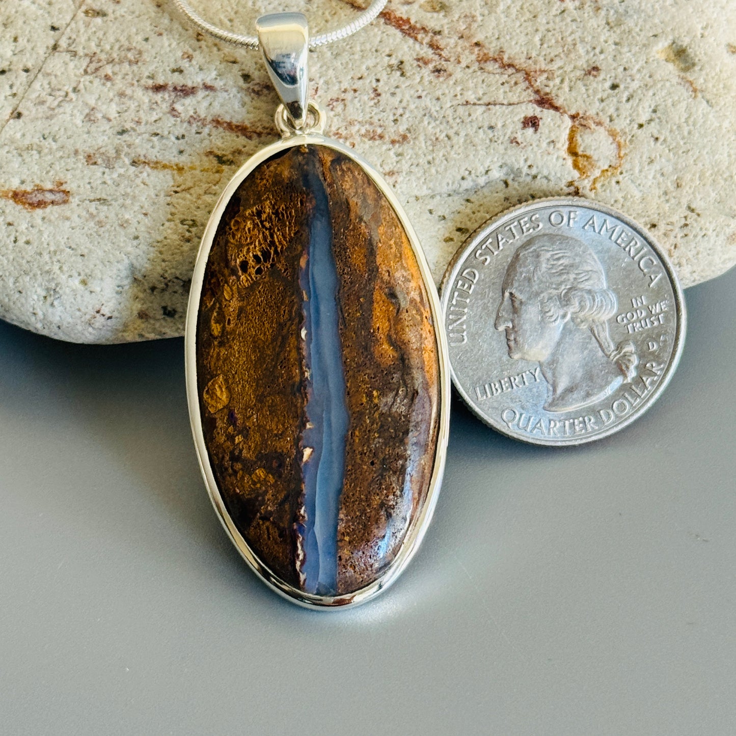 Natural Boulder Opal Pendant