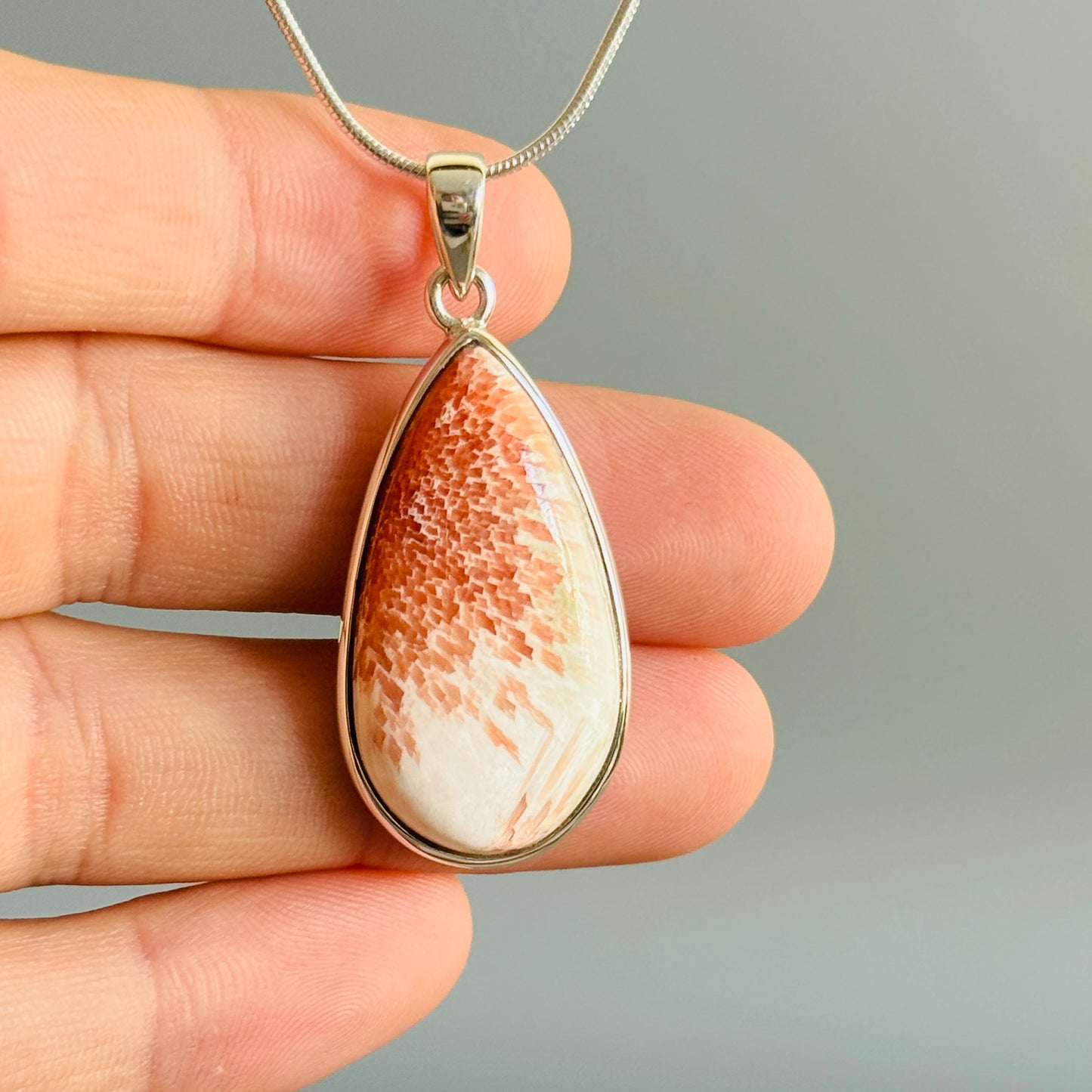 Natural Scolecite Cabochon Pendant