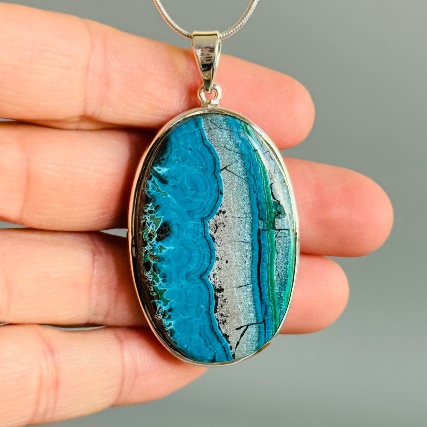 Natural Azurite Malachite Cabochon Pendant