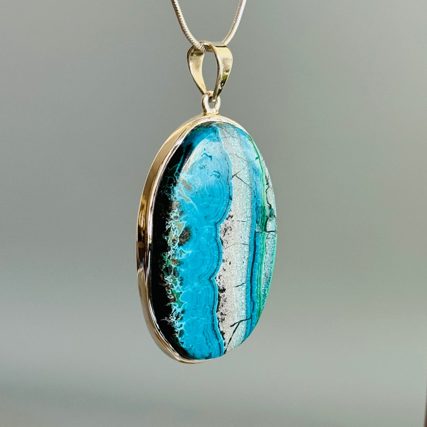 Natural Azurite Malachite Cabochon Pendant