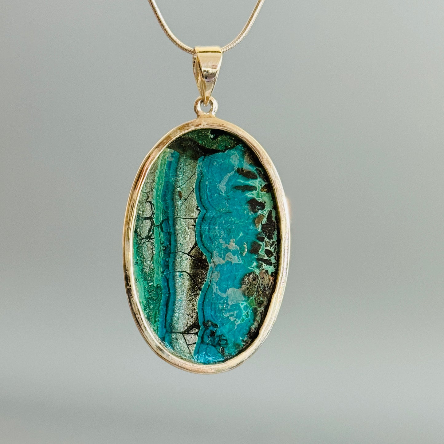 Natural Azurite Malachite Cabochon Pendant