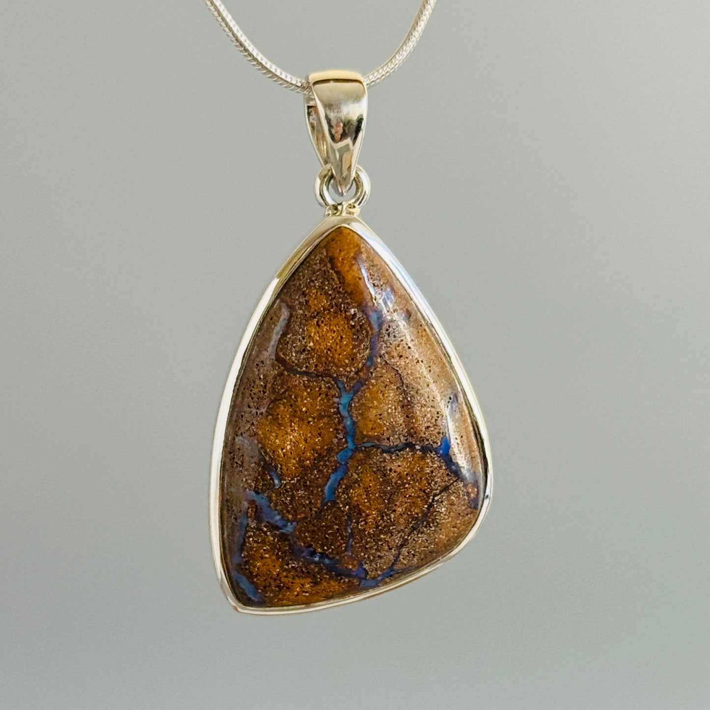 Boulder Opal Pendant Cabochon 925 Sterling Silver