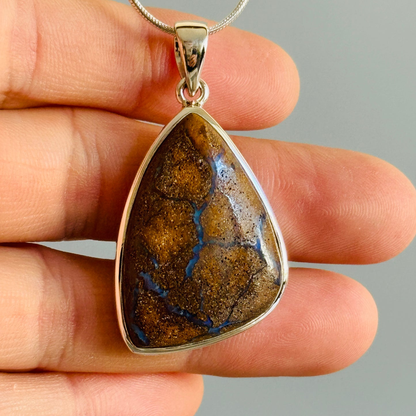 Boulder Opal Pendant Cabochon 925 Sterling Silver