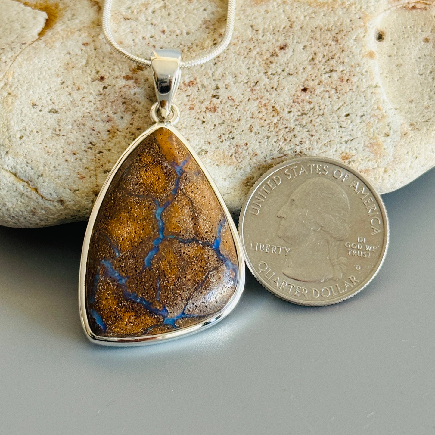 Boulder Opal Pendant Cabochon 925 Sterling Silver