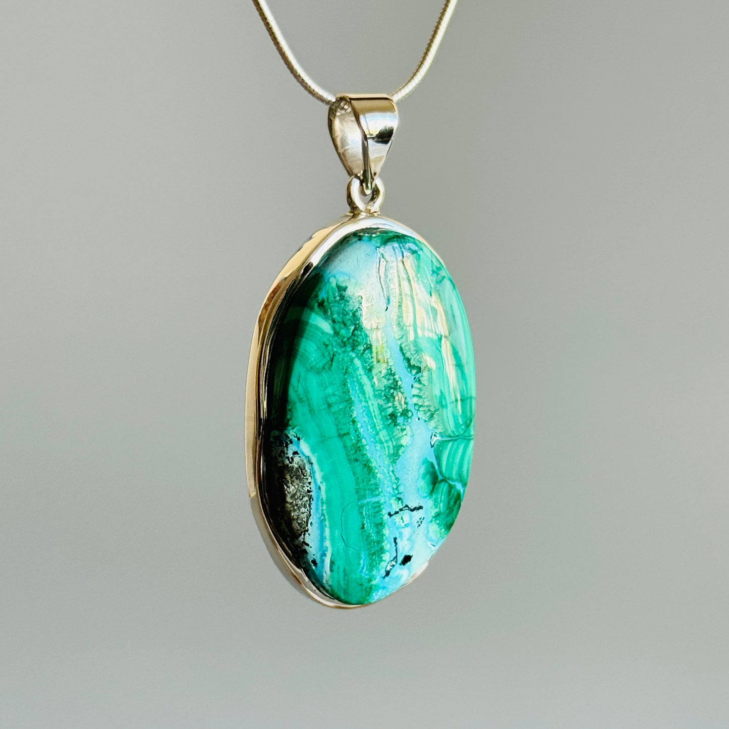 Chrysocolla with Malachite Pendant