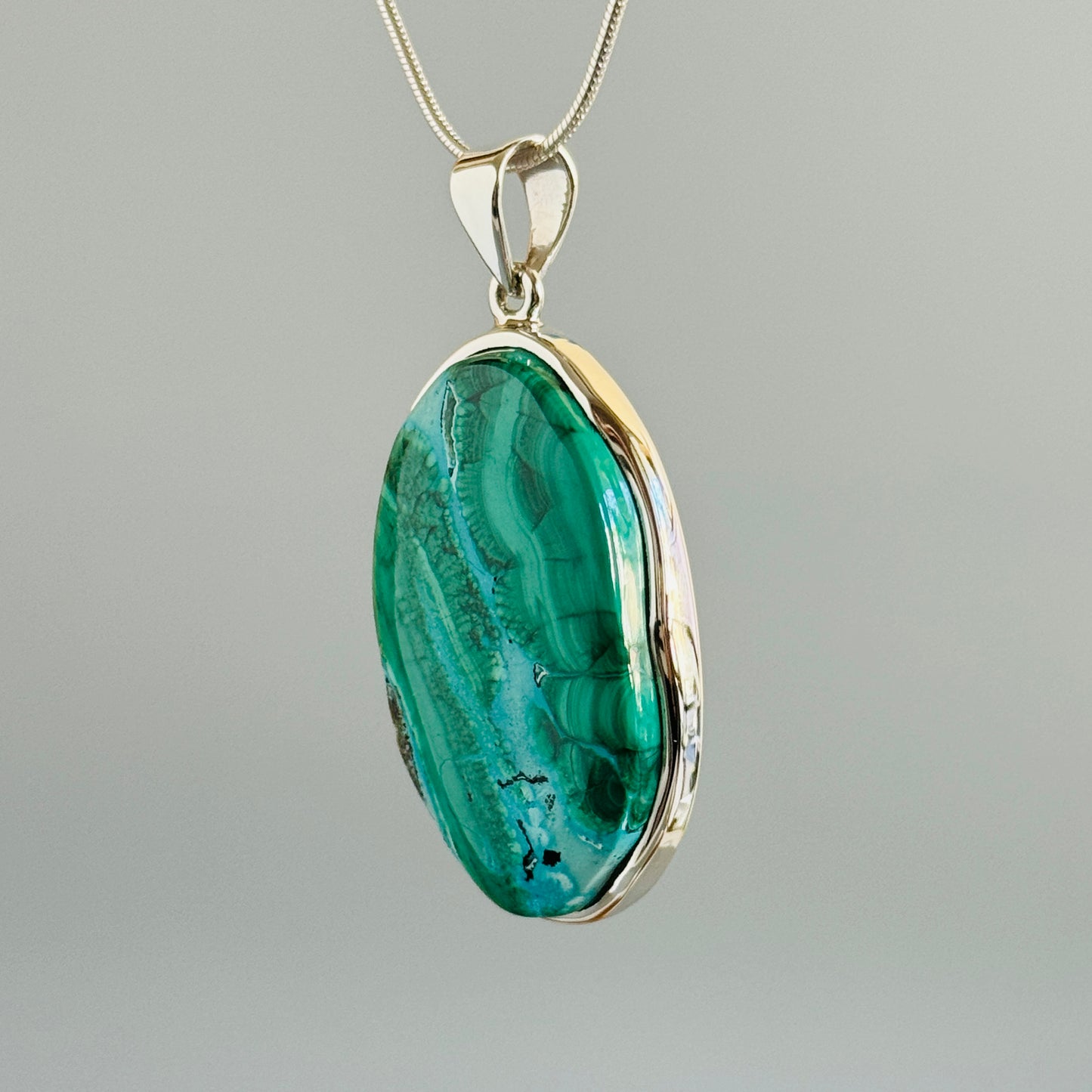 Chrysocolla with Malachite Pendant