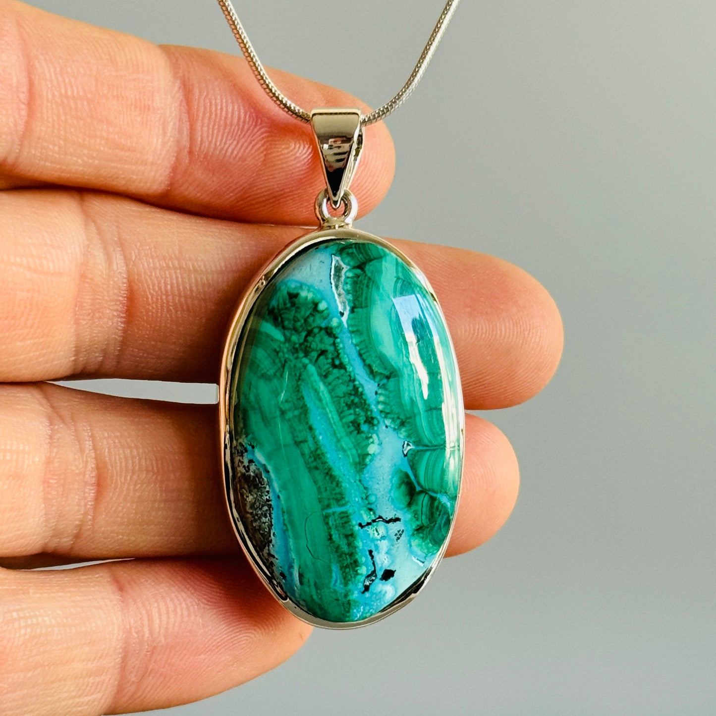 Chrysocolla with Malachite Pendant