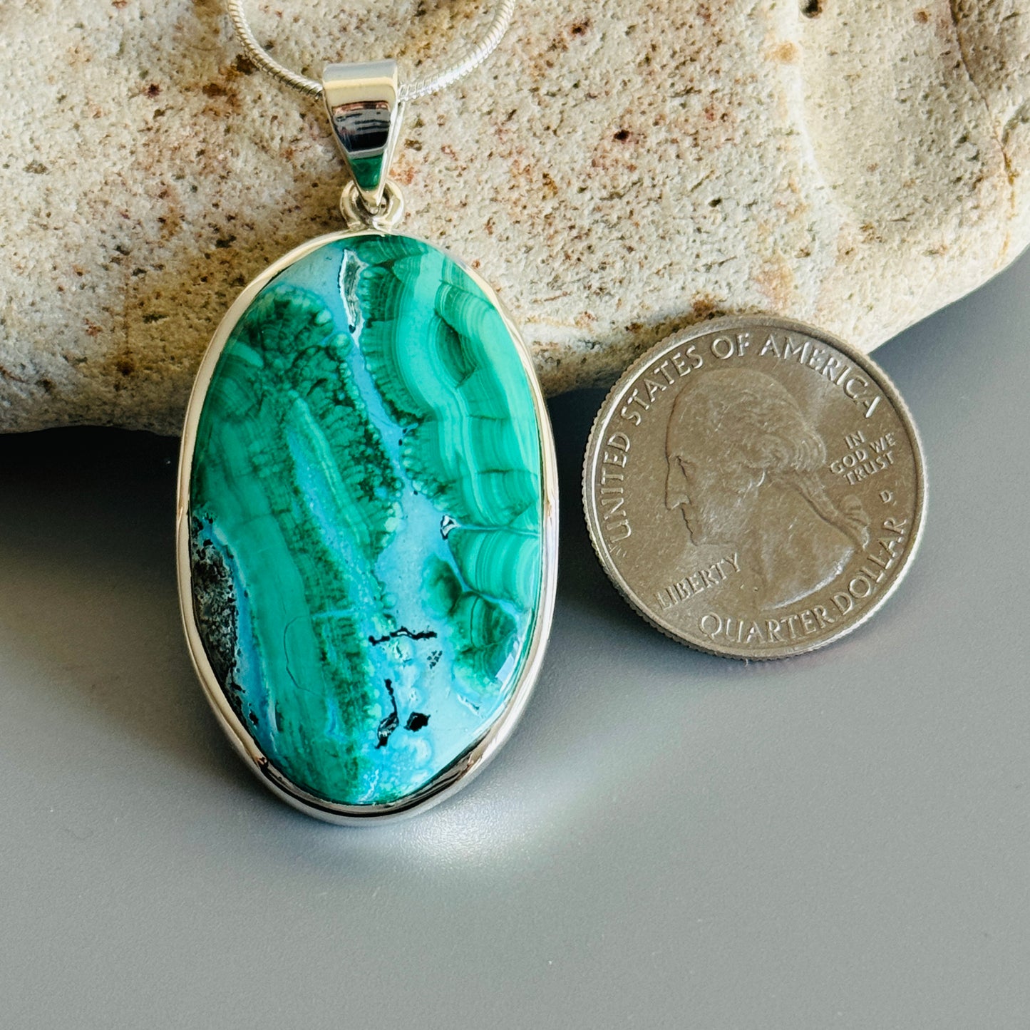 Chrysocolla with Malachite Pendant