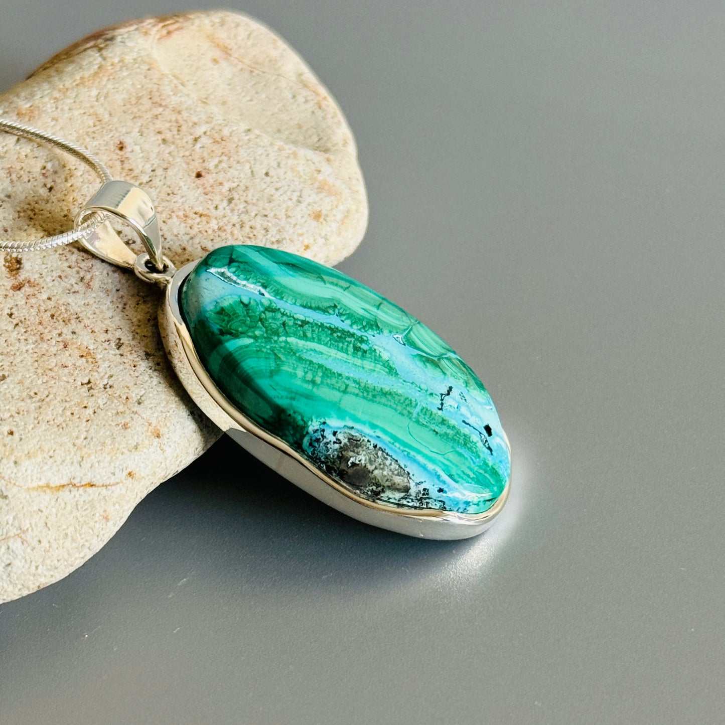 Chrysocolla with Malachite Pendant