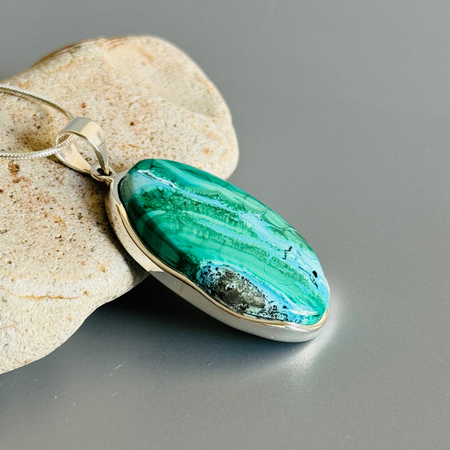 Chrysocolla with Malachite Pendant