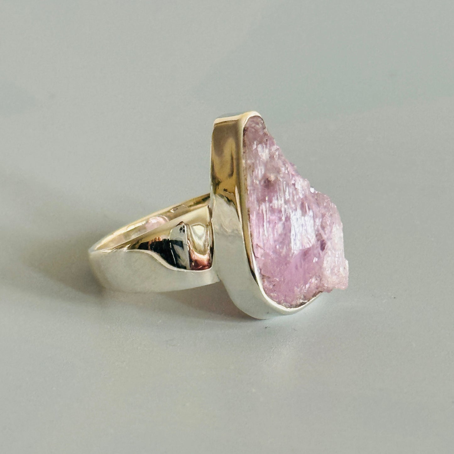 Kunzite Ring Raw Stone