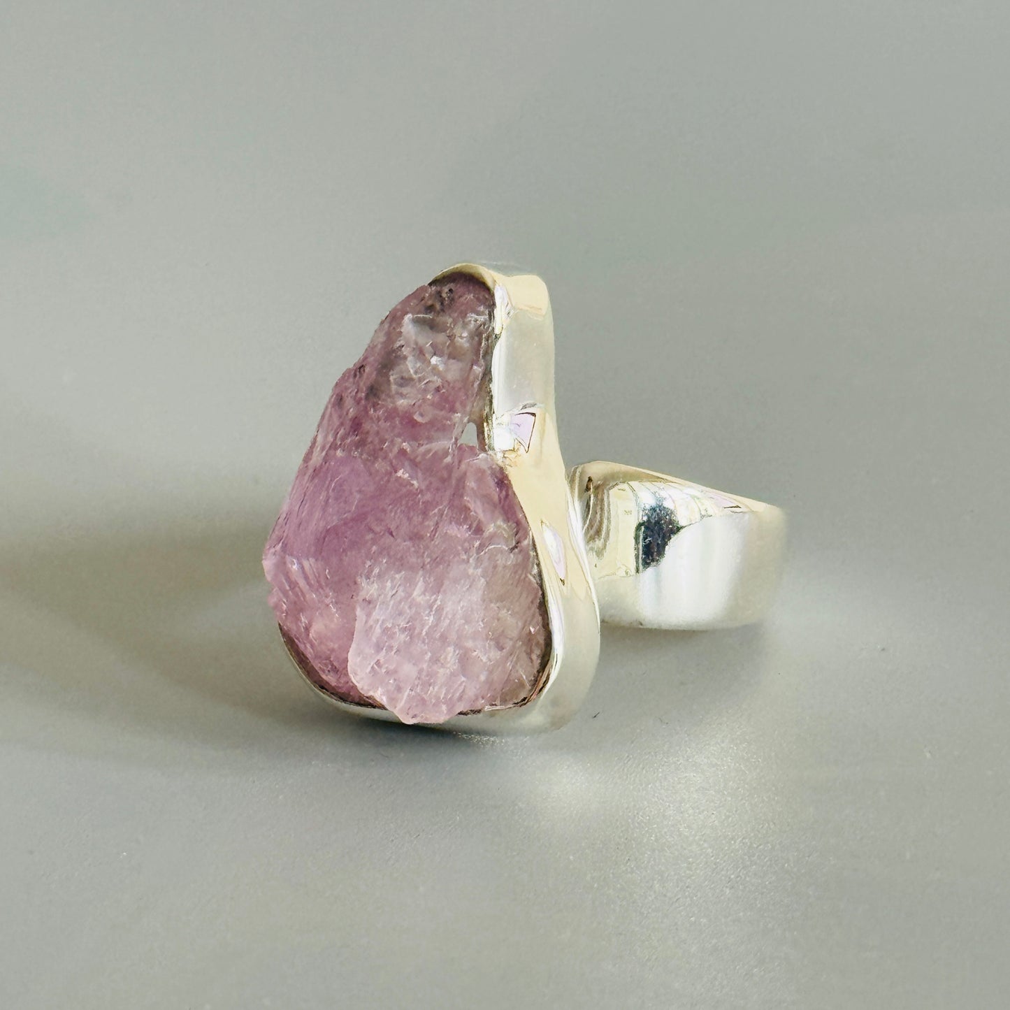 Kunzite Ring Raw Stone