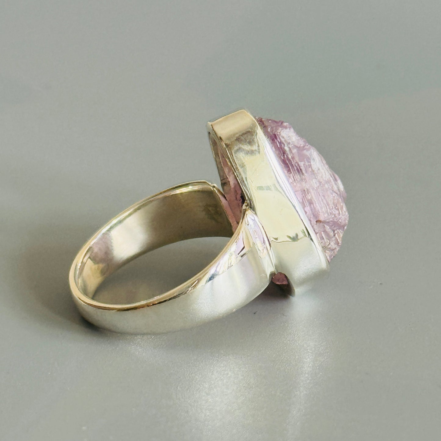 Kunzite Ring Raw Stone