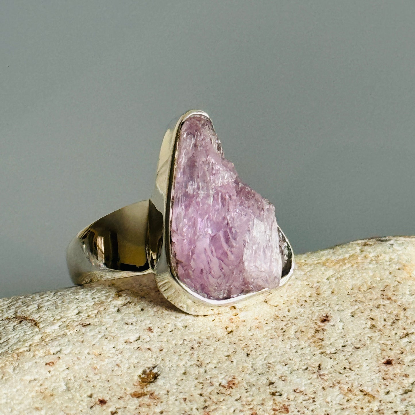 Kunzite Ring Raw Stone