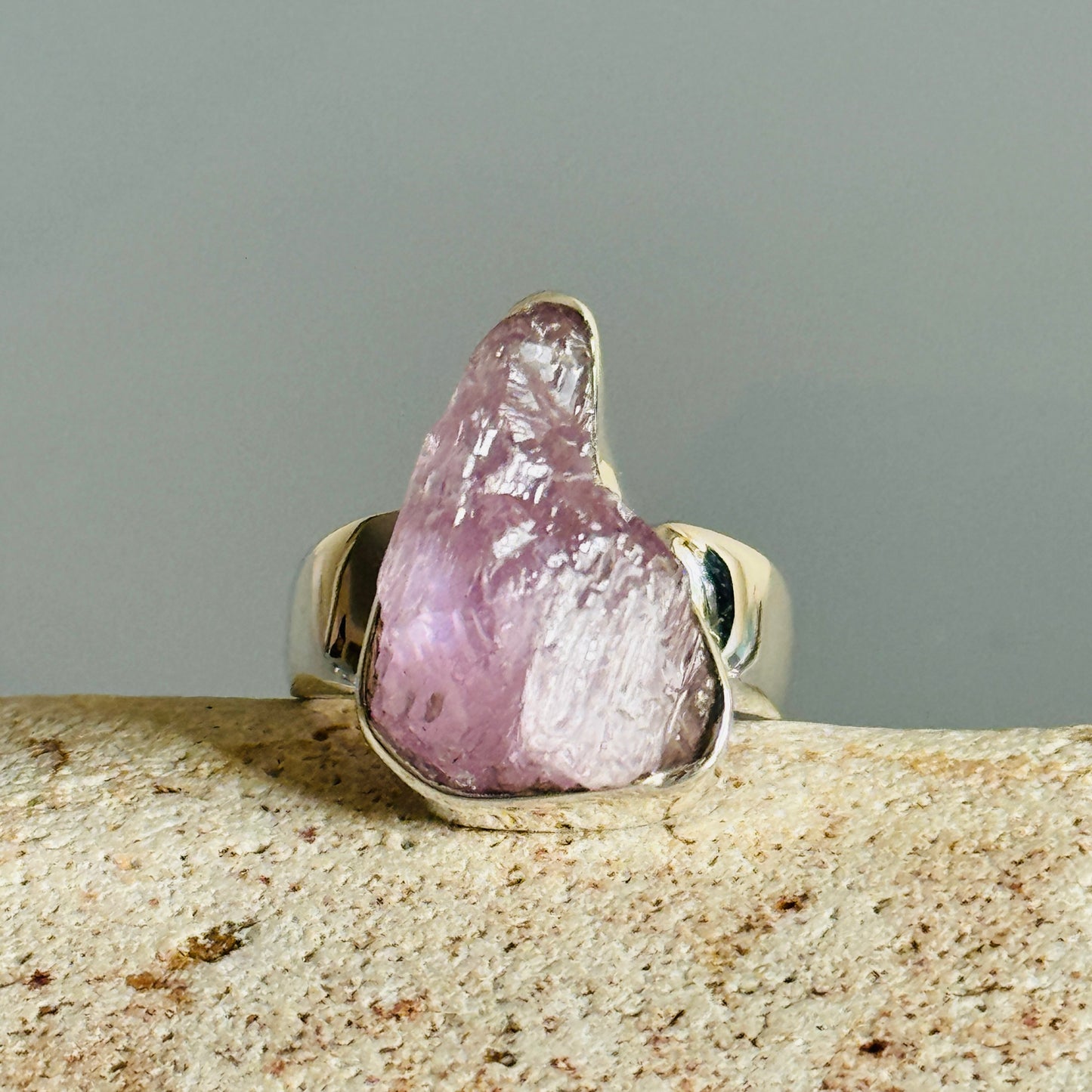 Kunzite Ring Raw Stone