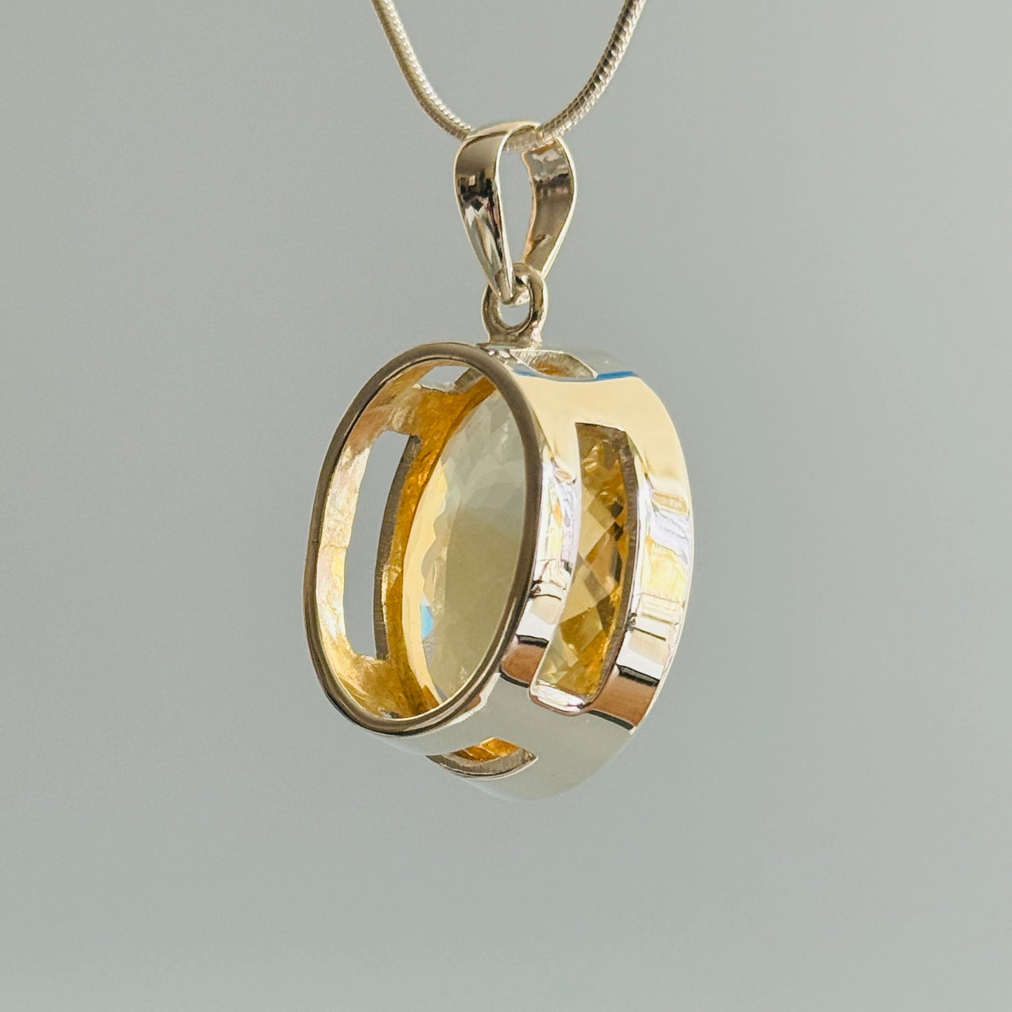 Large Faceted Citrine Quartz Pendant