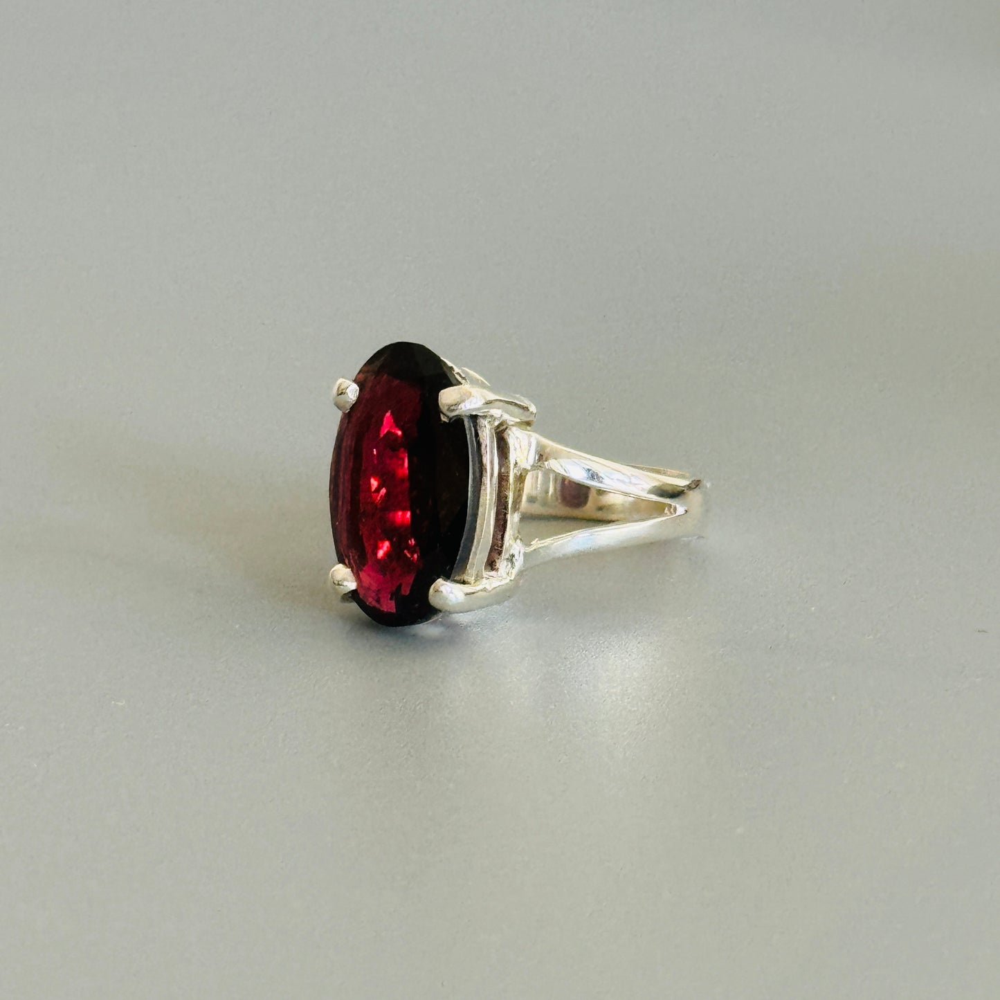 Oval Red Garnet Ring